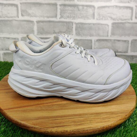 Hoka One One Bondi SR Mens 2E White Slip Resistant Leather
